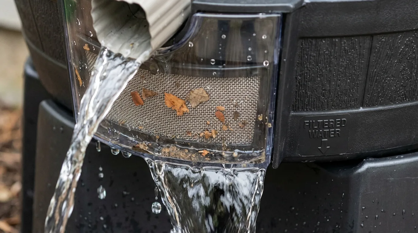 Compact Rain Barrel in a Side Yard